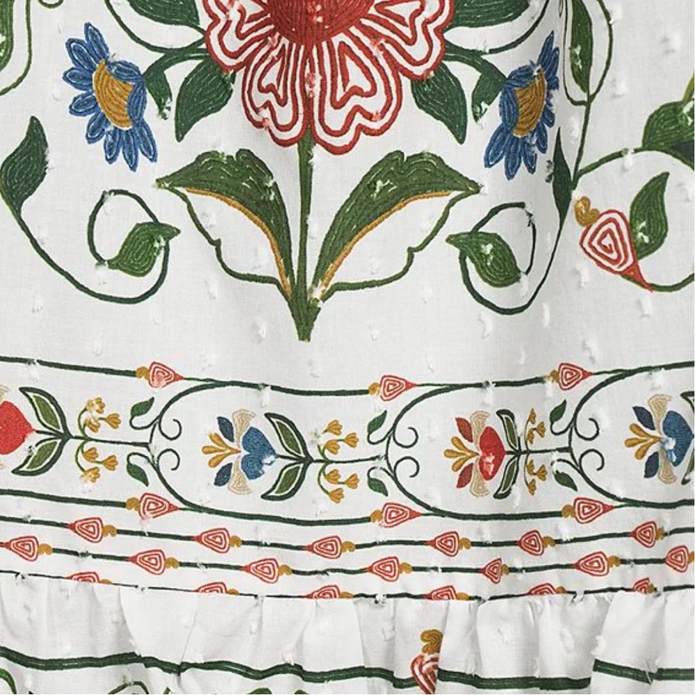 Farm Rio Stitched Garden Print Tie Shoulder Dress - Picture 4 of 4